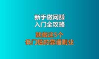 新手做网赚入门全攻略,就做这5个低门槛的靠谱副业,从零开始赚到第一笔钱