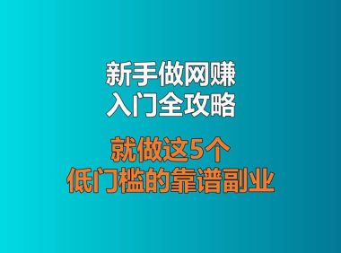 新手做网赚入门全攻略,就做这5个低门槛的靠谱副业,从零开始赚到第一笔钱